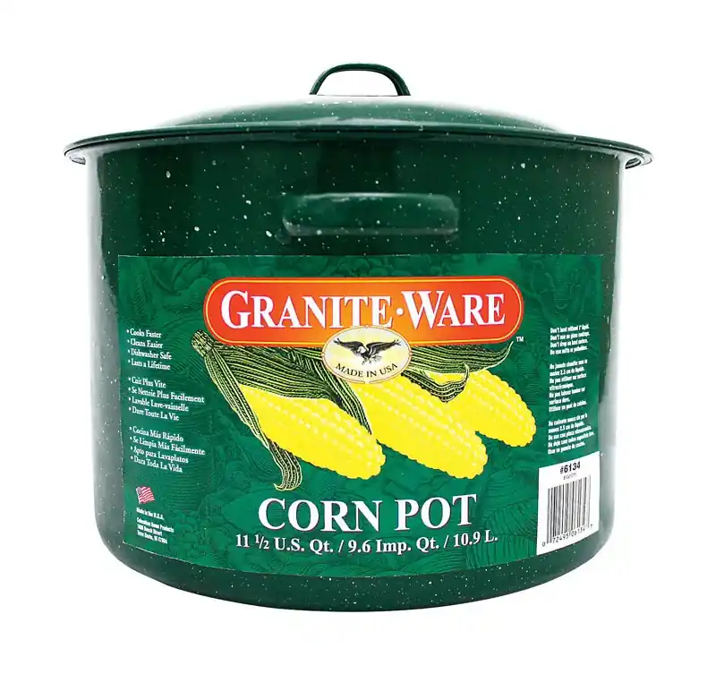 Graniteware Ceramic Over Steel Corn Pot 12 Green 11.5 Quart