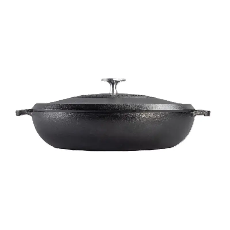 Lodge Blacklock Cast Iron Braiser With Lid 4 Quart Black