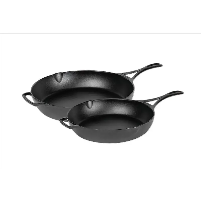 Lodge Blacklock Cast Iron Skillet Set, 2 Piece, Nonstick, Black