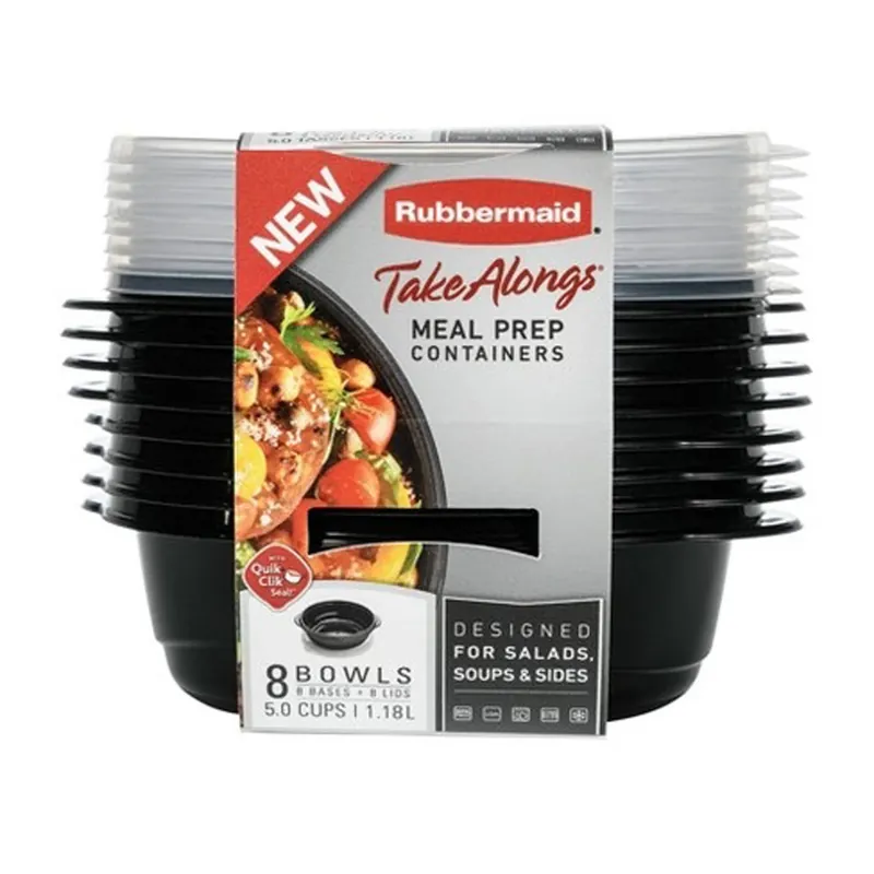 Rubbermaid Take Alongs 5 Cups Black Food Container And Lid 8 Pk