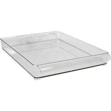 Clear Plastic Fridge And Freezer Storage Tray, 12 X 2 X 14.5 Inches