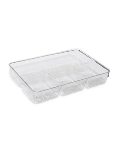 Large Clear Plastic Vanity Organizer Tray With Four Compartments