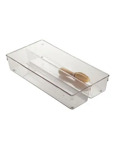 Linus Twin Drawer Organizer, Clear, 8 X 16 X 3 Inches