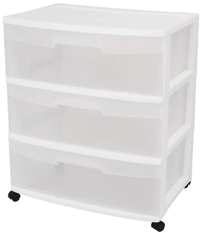 3-Drawer Wide Storage Cart With Durable Wheels And Spacious Drawers