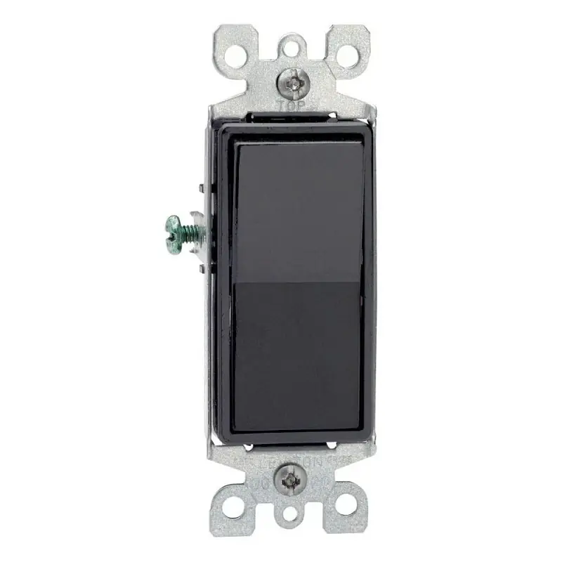 Leviton Decora 15 Amps Single Pole Rocker AC Quiet Switch Black 1 Pk