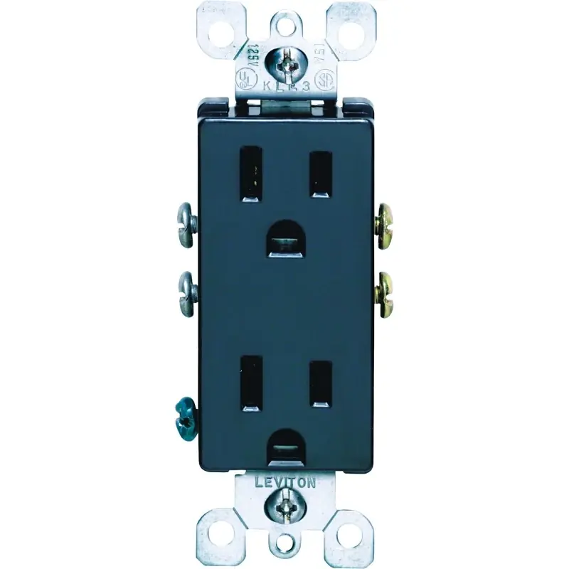 Leviton Decora 15 Amps 125 V Duplex Black Outlet 5-15R 1 Pk