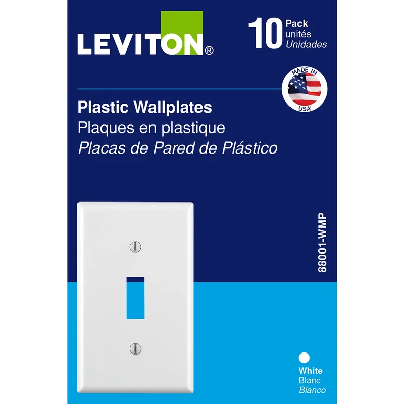 Leviton White 1 Gang Thermoset Plastic Toggle Wall Plate 10 Pc