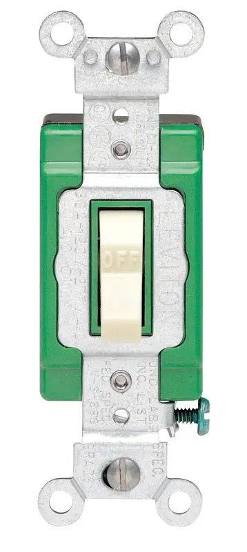 Leviton Industrial 30 Amps Double Pole Toggle AC Quiet Switch Ivory 1 Pk