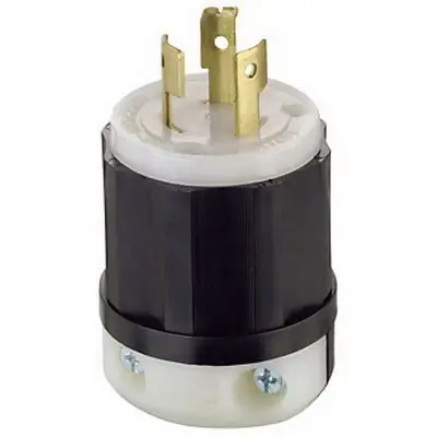 9965-c 20 Amp Locking Plug, 125/250 Volt, Industrial Grade, Non-grounding, Black-white