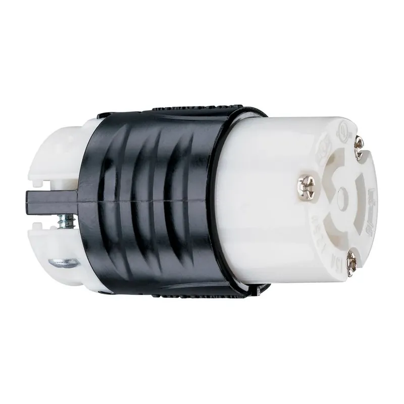 Pass & Seymour Locking Connector, 15-Amp, 125-Volt, Black/White