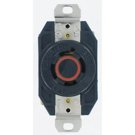 2410 20 Amp 125/250 Volt Black Industrial Grade Flush Mount Locking Receptacle