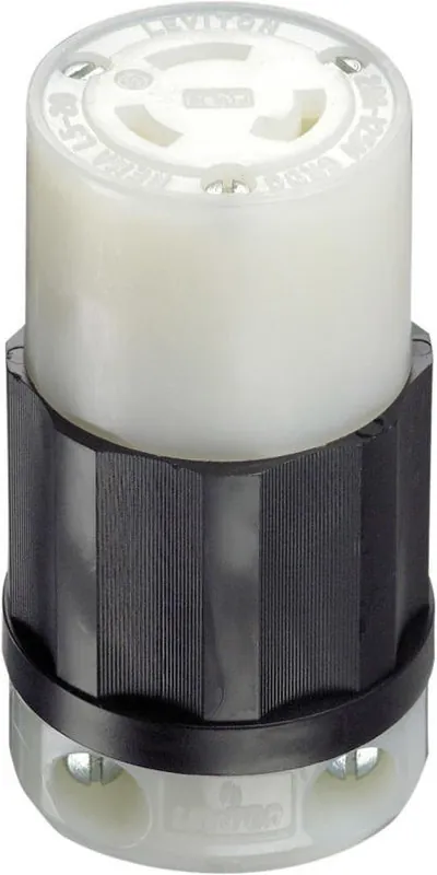 Leviton Nylon Industrial L5‑20R Grounding Locking Connector – 2‑Pole, 16‑10 AWG, UL/CSA Certified