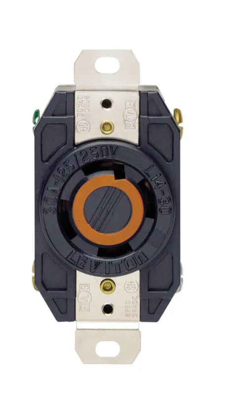 Leviton V-0-MAX 30A 125/250V Black L14-30R Locking Receptacle – Indoor/Outdoor