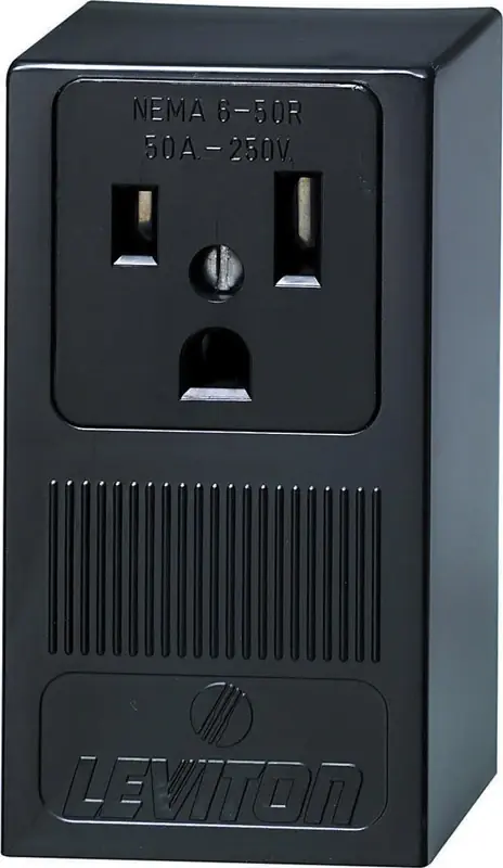 50 Amp Double Pole Single Outlet, Black