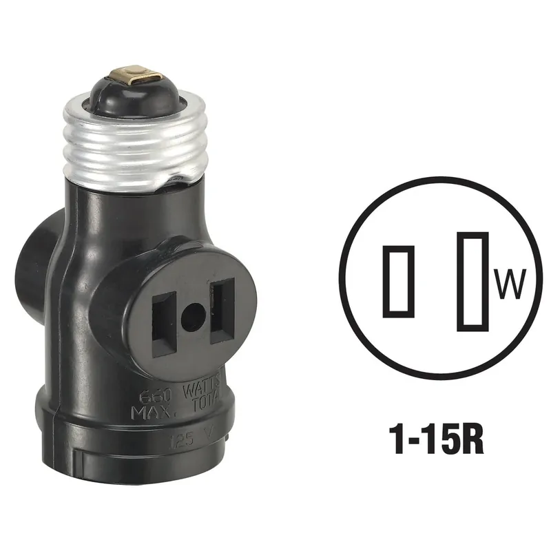 Leviton Plastic Medium Base Socket Adapter 1 Pk