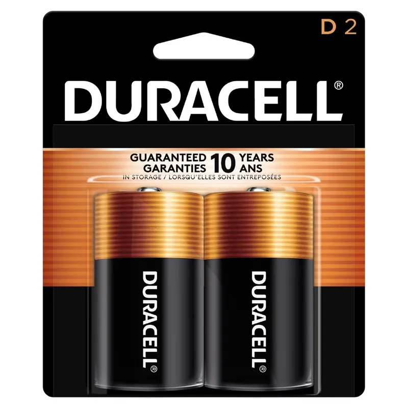 Duracell Coppertop D Alkaline Batteries 2 Pk Carded