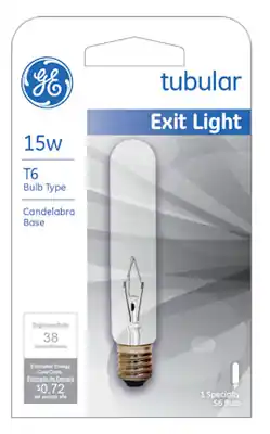 Exit Sign Light Bulb, Clear, 15 Watt
