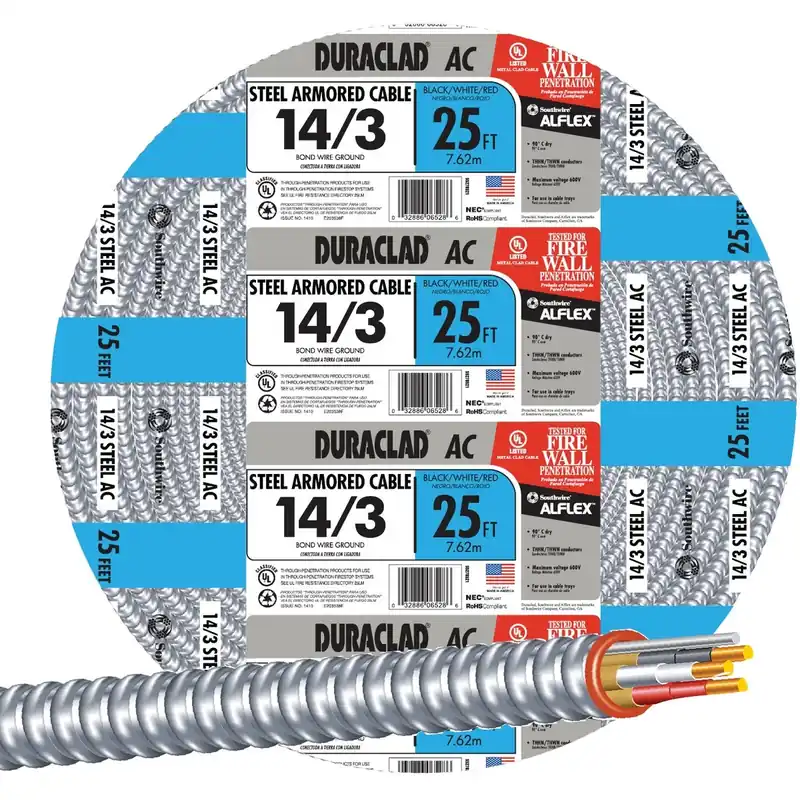 ACT Armored Cable, 14/3, 25 Ft.