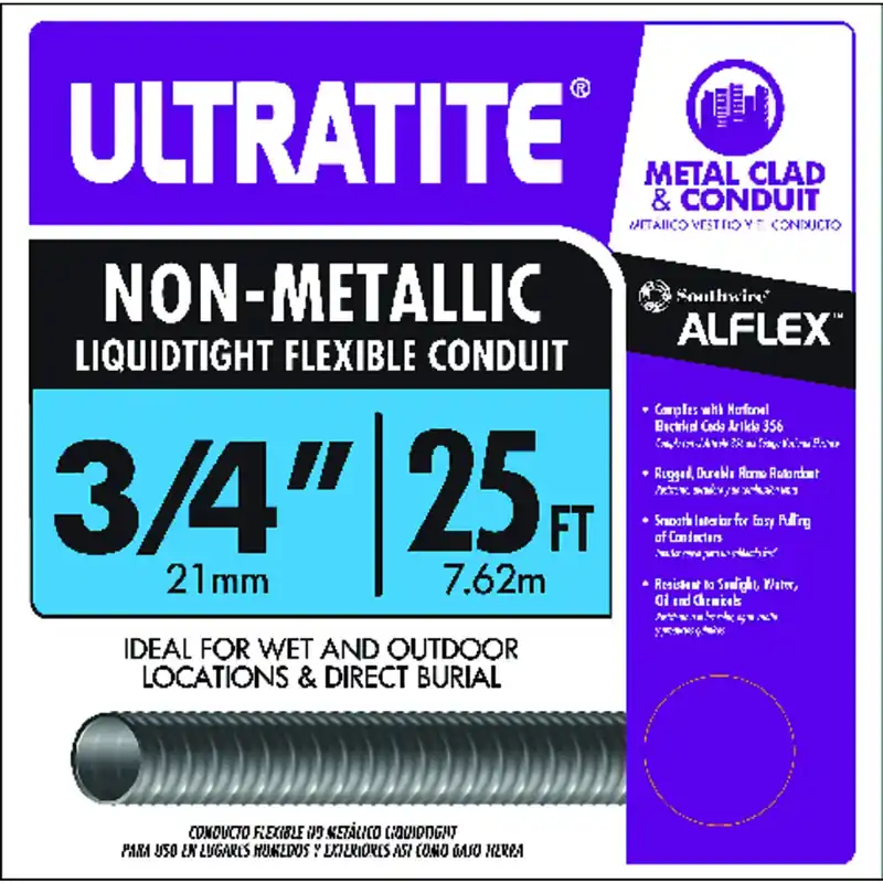 Sealtite Conduit, Non-Metallic, Flexible, Gray, 3/4 In. X 25 Ft.