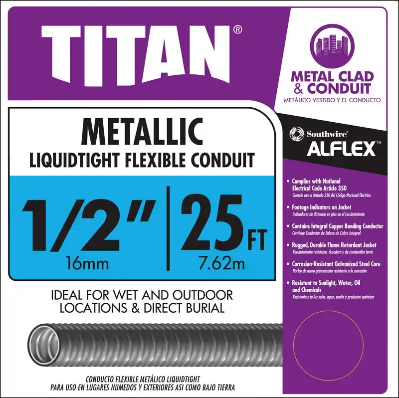Sealtite Conduit, Computer Wire, Blue Metal, 1/2 In. X 25 Ft. Coil