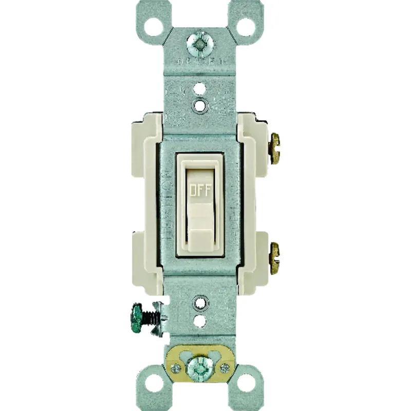 Leviton Framed 15 Amps Toggle Switch Light Almond 1 Pk
