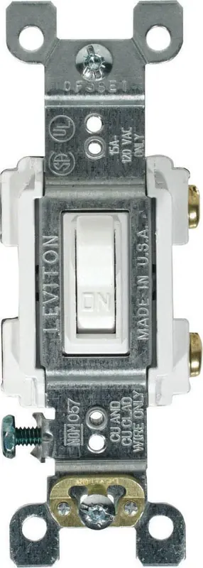 Leviton 15 Amps Single Pole Toggle AC Quiet Switch White 1 Pk