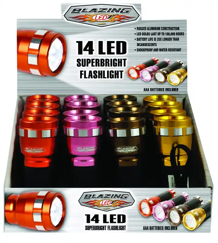 Blazing LEDz 14 LED 85 Lm Assorted LED Flashlight AAA Battery