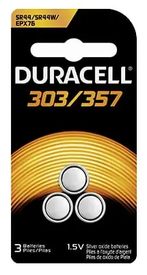 Duracell Silver Oxide 303/357/76 1.5 V 0.18 MAh Electronic/Watch Battery 3 Pk