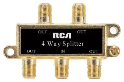 4-way Coaxial Cable Splitter, Gold Plated, 75 Ohm, 1 Input, 4 Output