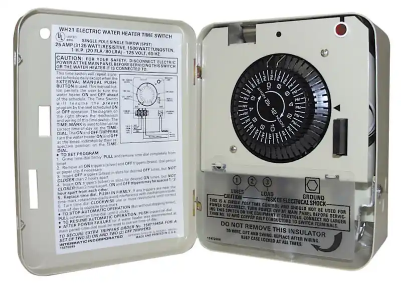 Wh21 Indoor Electric Water Heater Timer 250v Gray 25 Amp
