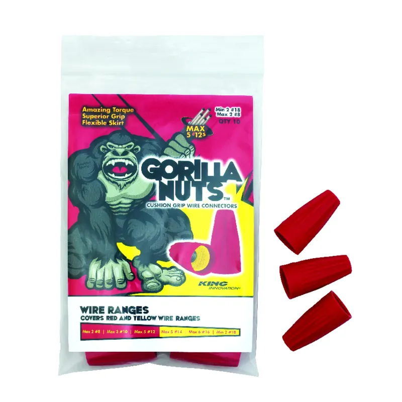 King Innovation Gorilla Nuts 18-8 AWG Copper Wire Wire Connector Red/Yellow 10 Pk