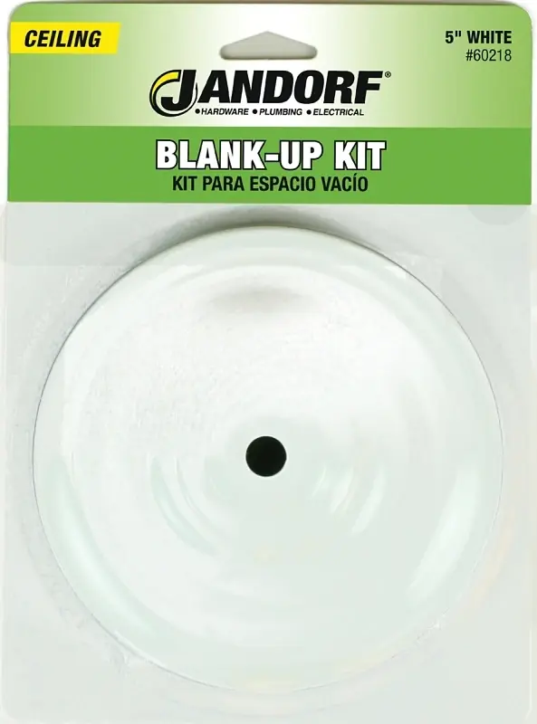 Ceiling Blank Up Kit, 7/16-In. Center Hole, White, 5-In.