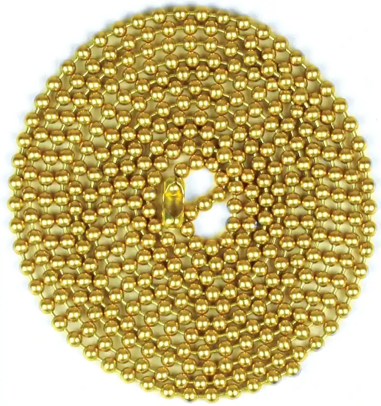 Beaded Lamp Chain With Connector, Brass, 6, 5-Ft.