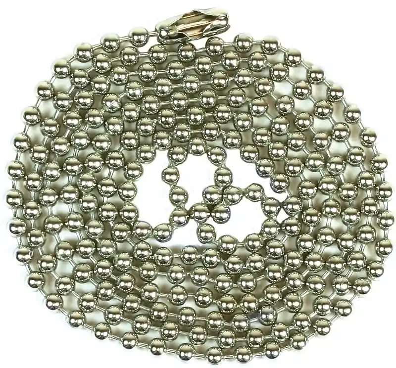 Beaded Chain With Connector, Nickel-Plated Steel, 3 Ft.