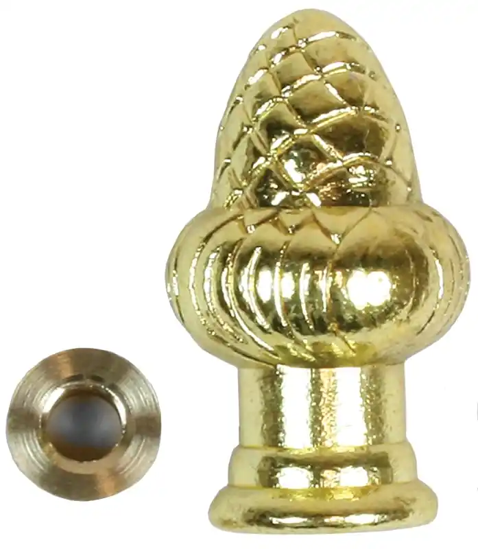Lamp Finial, Acorn, Brass Finish, 1.5-In.