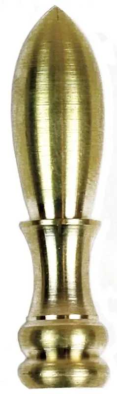 Lamp Finial, Bullet, Solid Brass, 2-In.