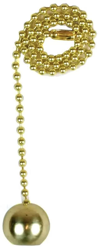 Lamp Pull Chain, Brass Ball, 12-In.