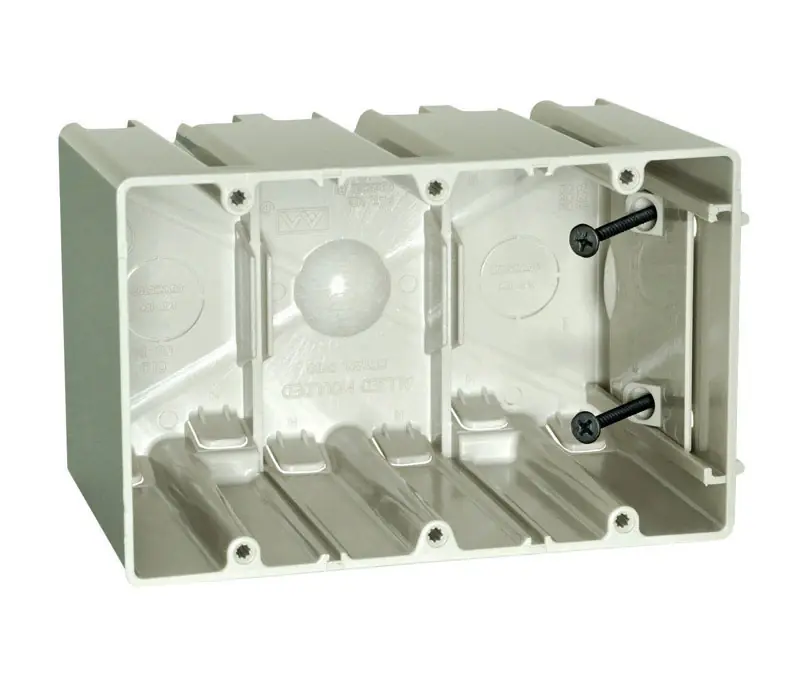 Sliderbox 61 Cu In Rectangle Polycarbonate 3 Gang Outlet Box Beige