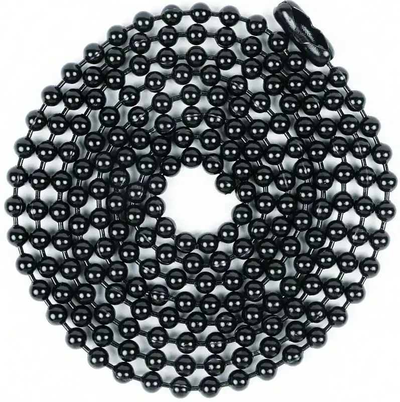 Beaded Lamp Chain With Connector, Black Steel, 6, 3-Ft.