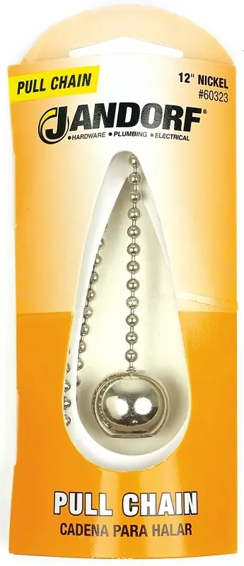 Lamp Pull Chain, Nickel Ball, 12-In.