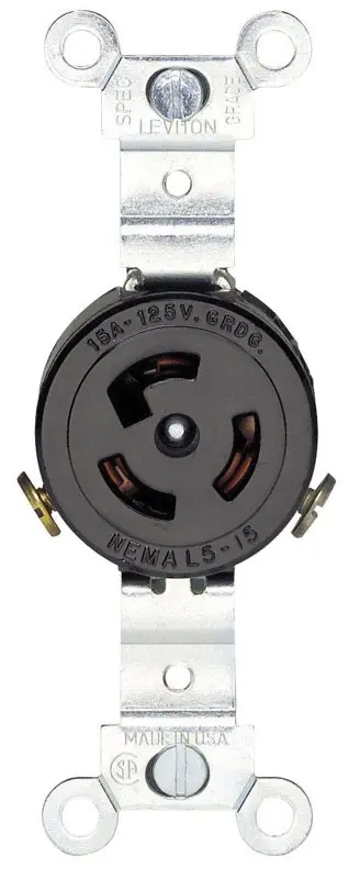 Leviton 15 Amps 125 V Black Locking Receptacle L5-15R 1 Pk