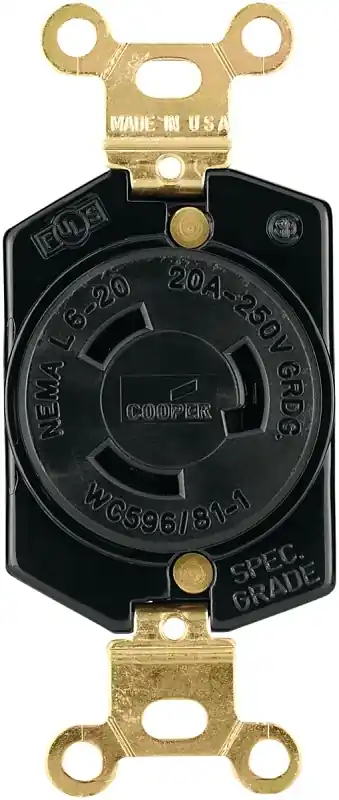 Hart-lock Industrial Grade 20 Amp 250-volt Receptacle With Safety Grip, Black And White
