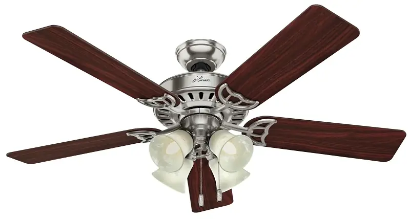 Studio Series Ceiling Fan With Light, Brushed Nickel, 5 Blades, 52-In.