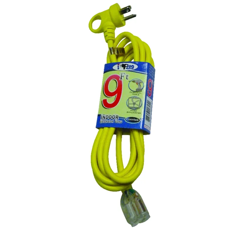 Indoor Or Outdoor 9 Ft. L Yellow Extension Cord 16/3 Sjtw With Power Indicator Light