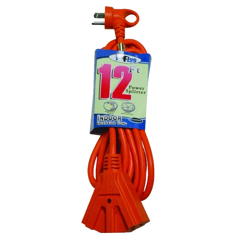 Indoor/outdoor 12 Ft. L Orange Triple Outlet Cord 14/3 Sjtw With Power Indicator