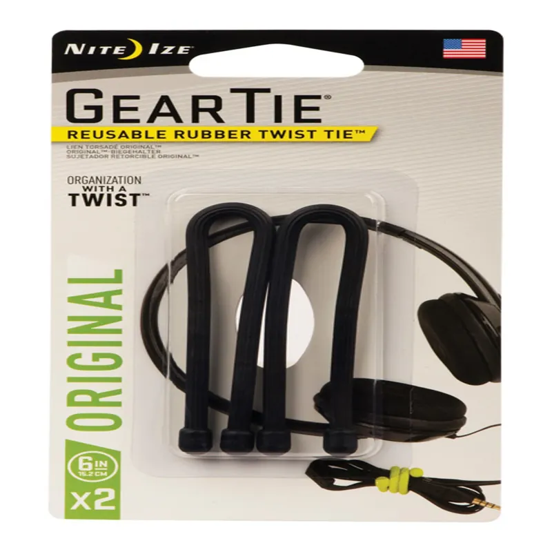Nite Ize Gear Tie 6 In. L Black Twist Ties 2 Pk