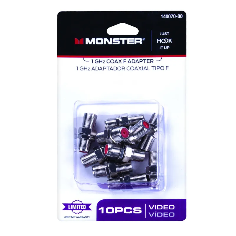 Monster Just Hook It Up F-Connector F Coax Adapter 10 Pk