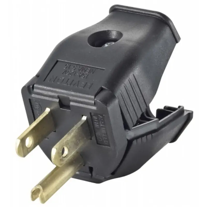 15a 125v 3-wire 2-pole Clamp Tight Cord Plug, Black