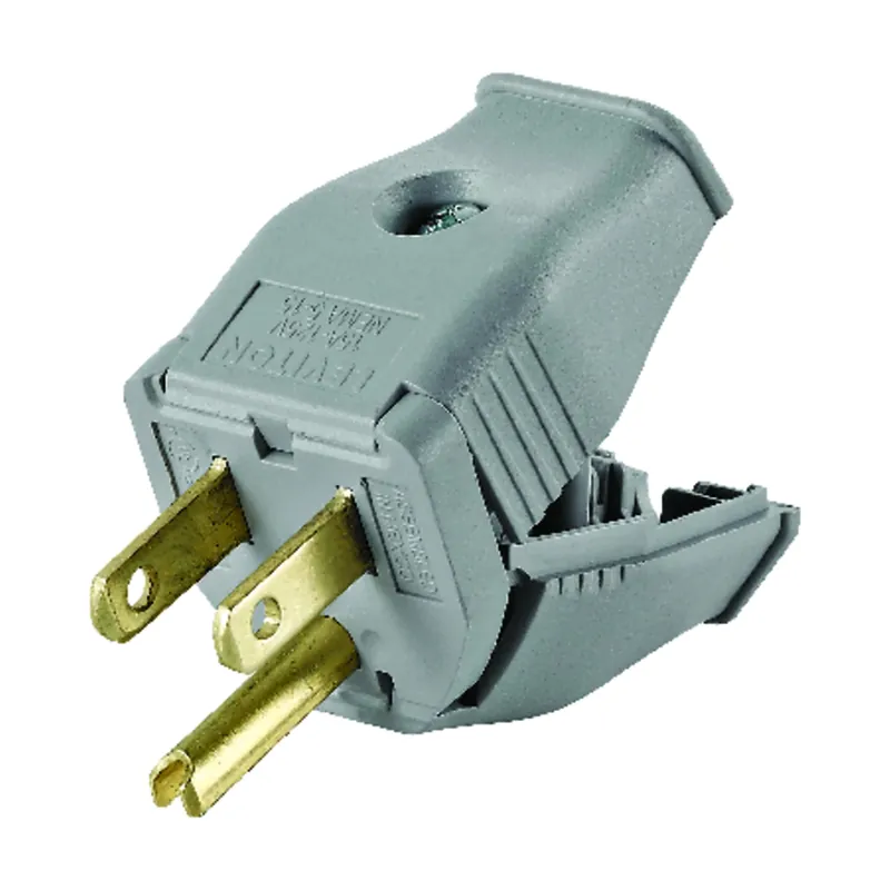 15a 125v 3-wire 2-pole Clamp Tight Cord Plug, Gray
