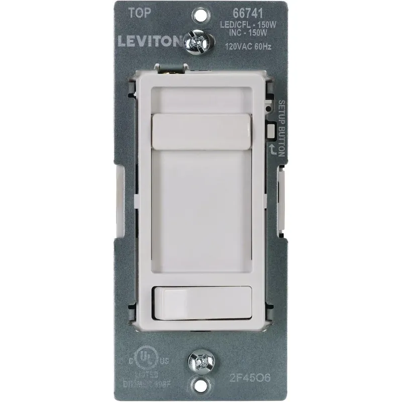 Leviton SureSlide White Slide Dimmer – LED & CFL Compatible